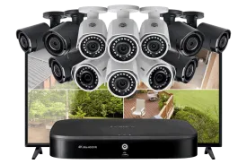 16-Channel System with 6 Wireless and 6 2K Resolution Security Cameras and 43"" Monitor