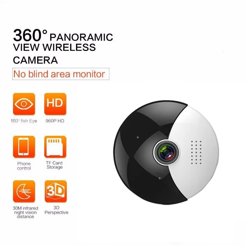 360 Moon VR Panoramic WIFI 1.3MP IP Camera with Dual Stream Live Image Video Monitored by Free APP