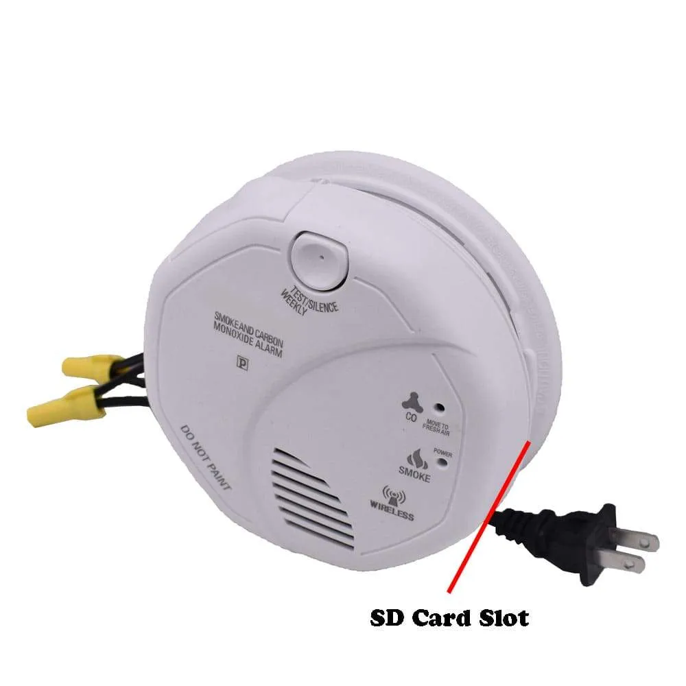 4K UHD TOP View Wifi Carbon Monoxide Detector Spy Camera & DVR - Wireless Hidden Camera - 110V Hardwired