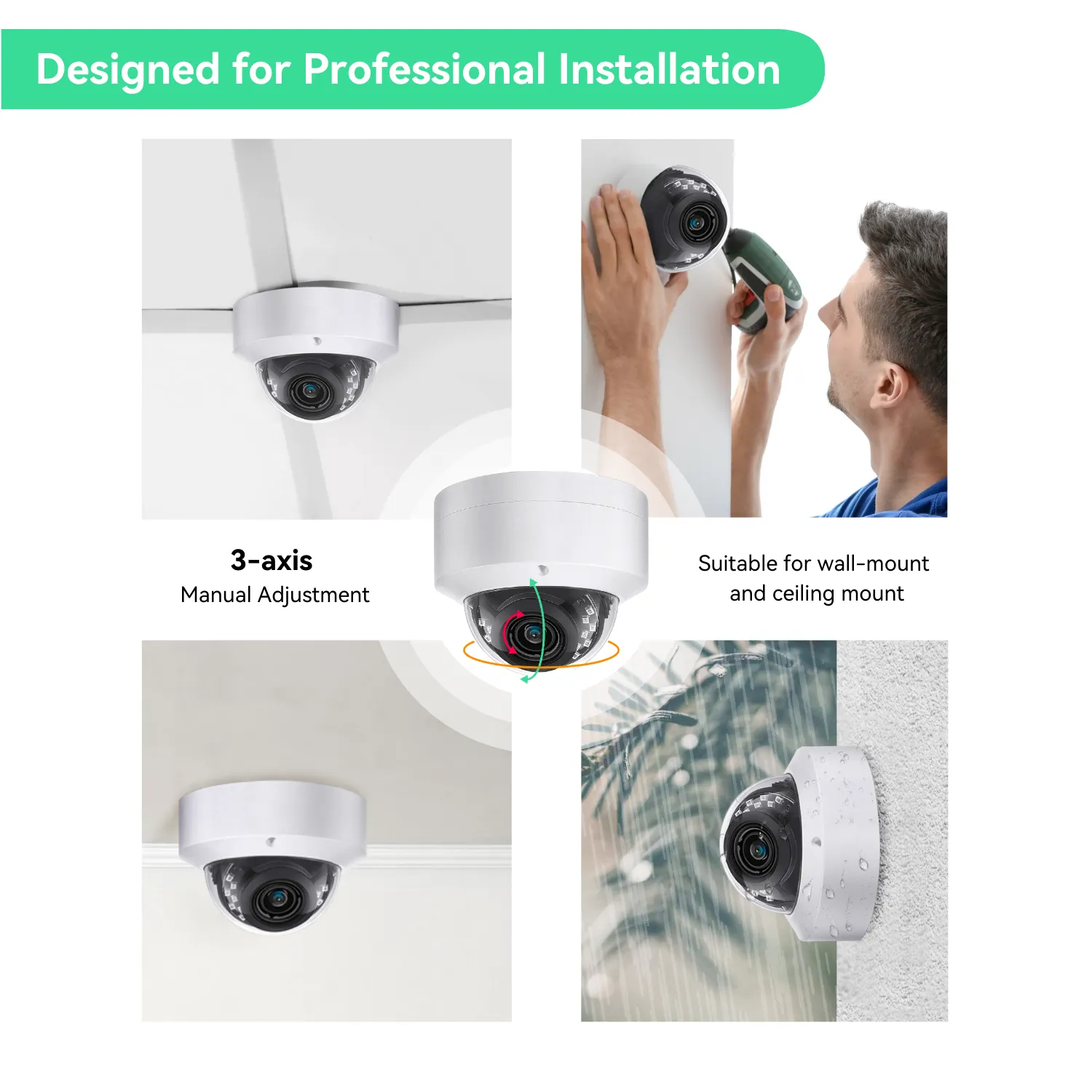 8 Channel 4K PoE IP Camera System with 6*8MP Dome Cameras, 2TB HDD