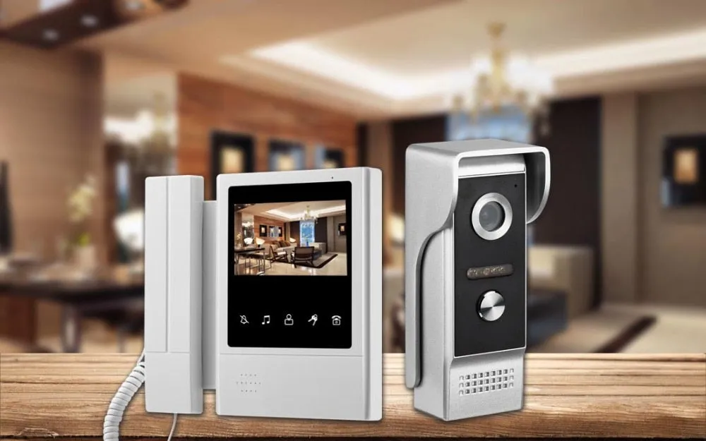 AnjieloSmart 4.3 inch Wired Video Door Phone System Visual Intercom Doorbell with IR Night Vison 700TVL Outdoor Camera