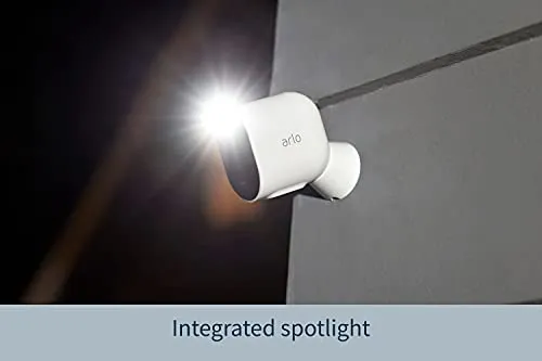 Arlo Pro 4 Spotlight Camera - 1 Pack - Wireless Security, 2K Video & HDR, Color Night Vision, 2 Way Audio, Wire-Free, Direct to WiFi No Hub Needed, White - VMC4050P