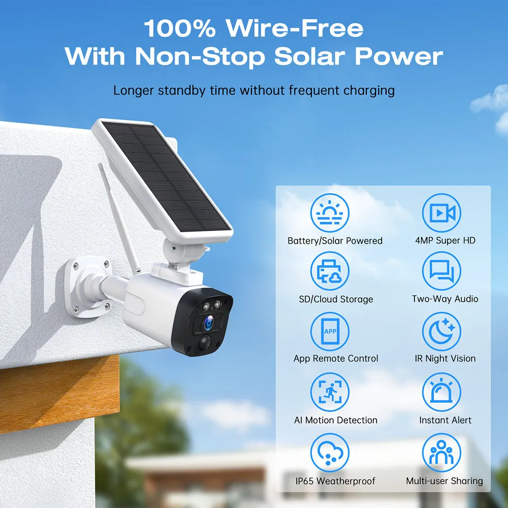 Campark SC02/SC14 4MP Solar Powered Wifi Outdoor Security Camera System with Base Station (Star Products)