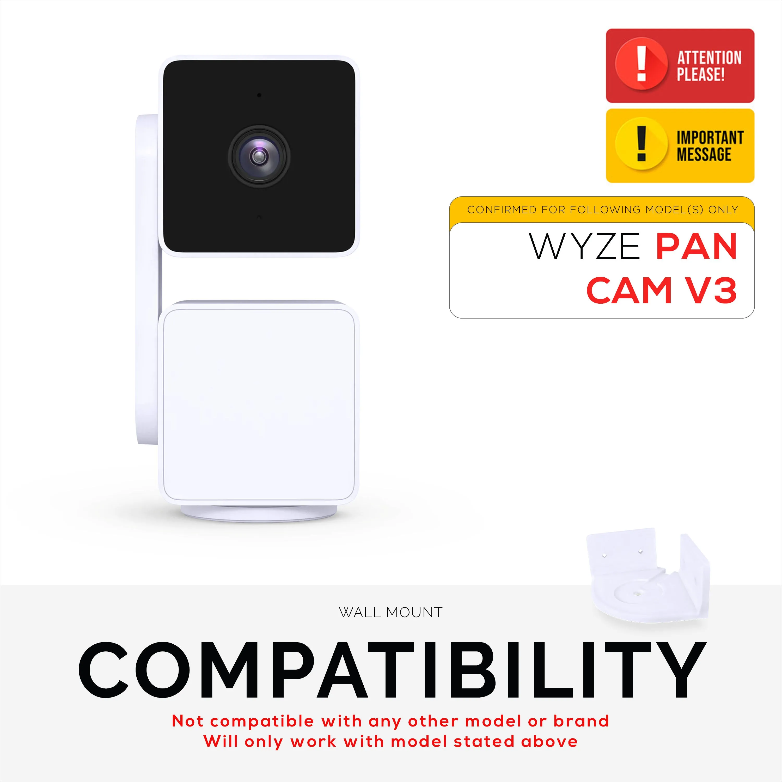 Corner Wall Mount for Wyze Cam Pan V3 Security Camera Holder, Screw-in Or VHB Stick On