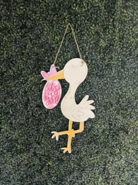 Girl Stork Door Hanger