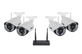 HD 720p Indoor/Outdoor Wireless Security Cameras with Receiver (4-Pack)