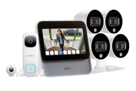 Lorex Smart Home Security Center with 4 Outdoor Wi-Fi Cameras, 2K Video Doorbell and 3 Sensors