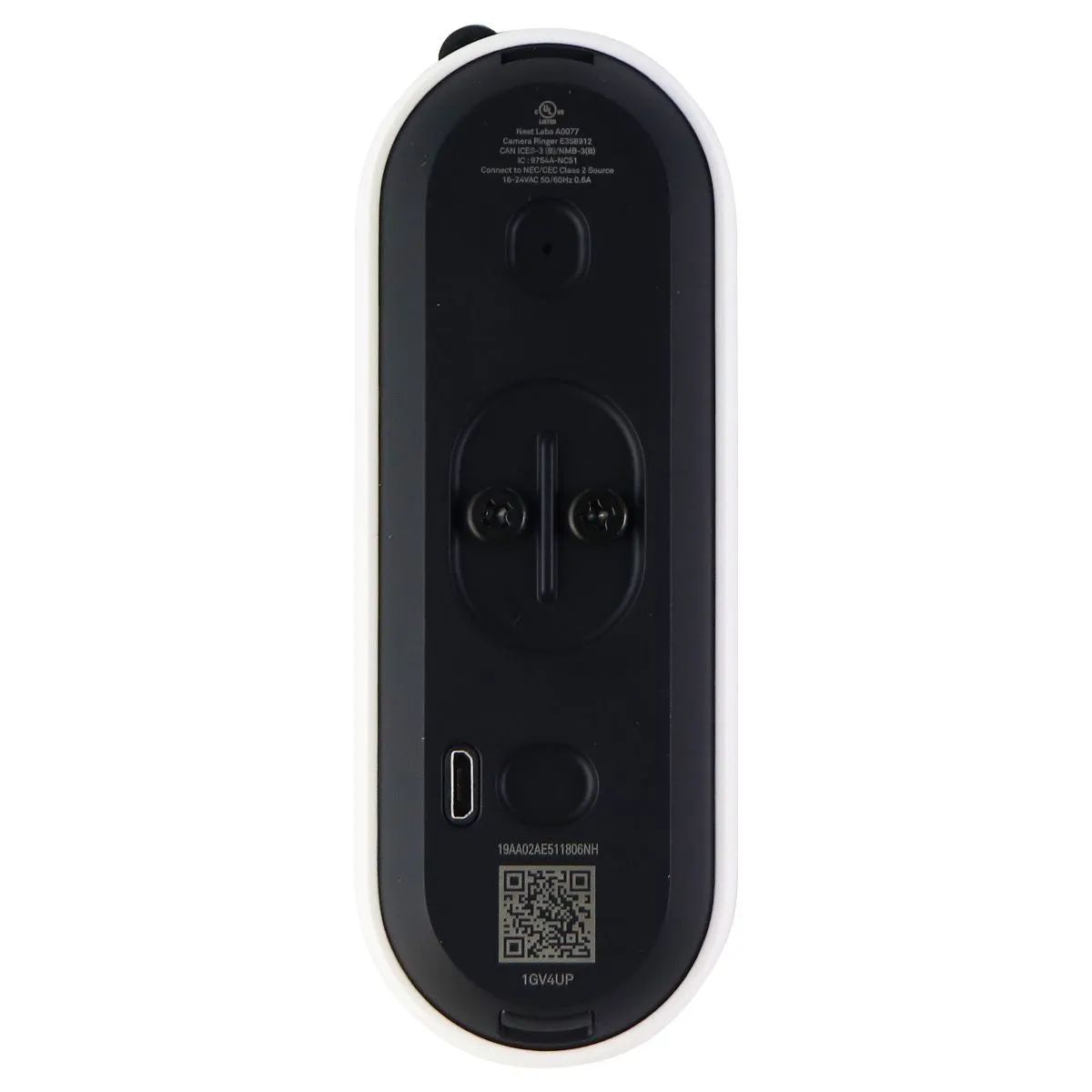 Nest Hello Video Doorbell - Wired - White/Black (A0077)