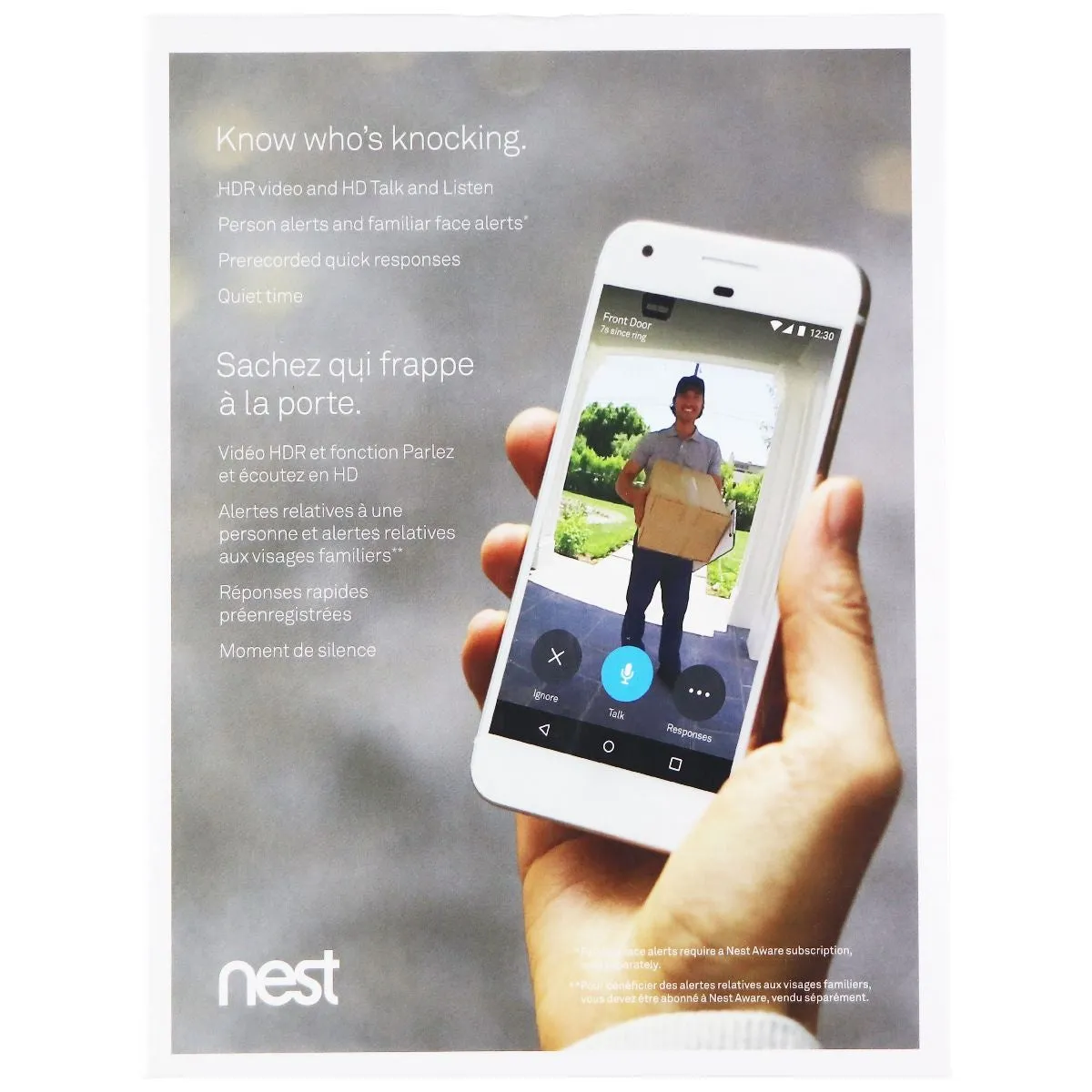 Nest Hello Video Doorbell - Wired - White/Black (A0077)
