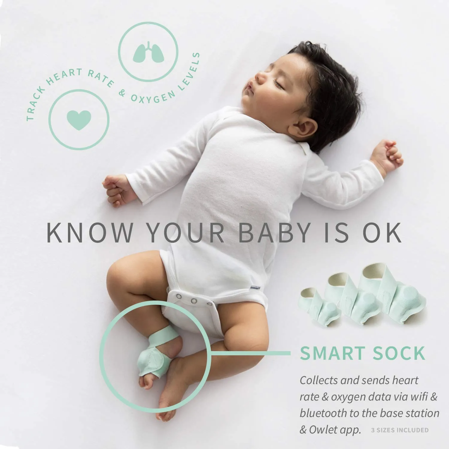 Owlet Smart Sock   Cam - Heart Rate, Oxygen, Video & Audio - The Complete Baby Monitor Solution