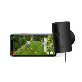 Ring Outdoor Camera Plug In Stick Up Cam HD Security Camera Black