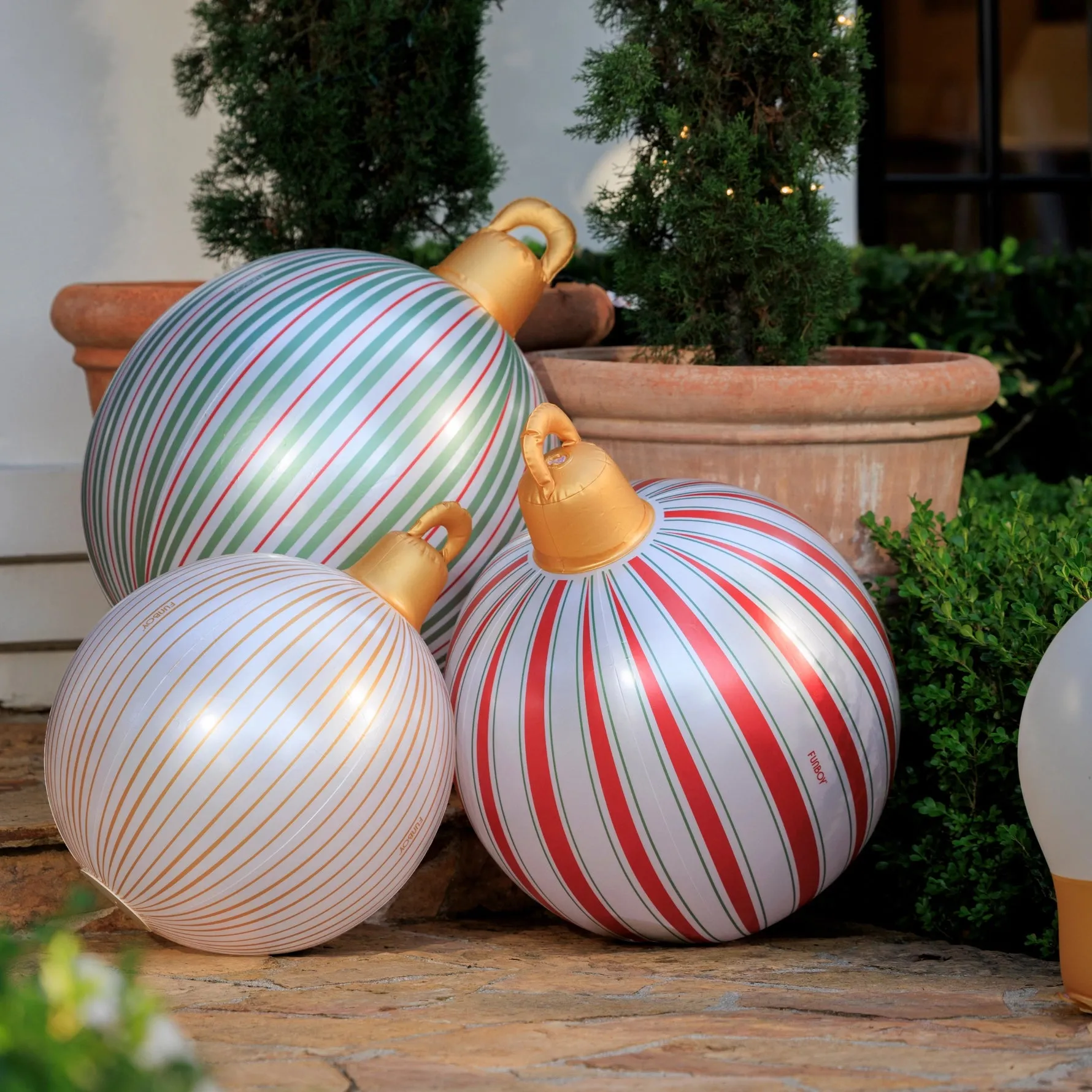 Vintage Stripe Light Up Christmas Ornament Holiday Balls by Funboy - 3 Pack