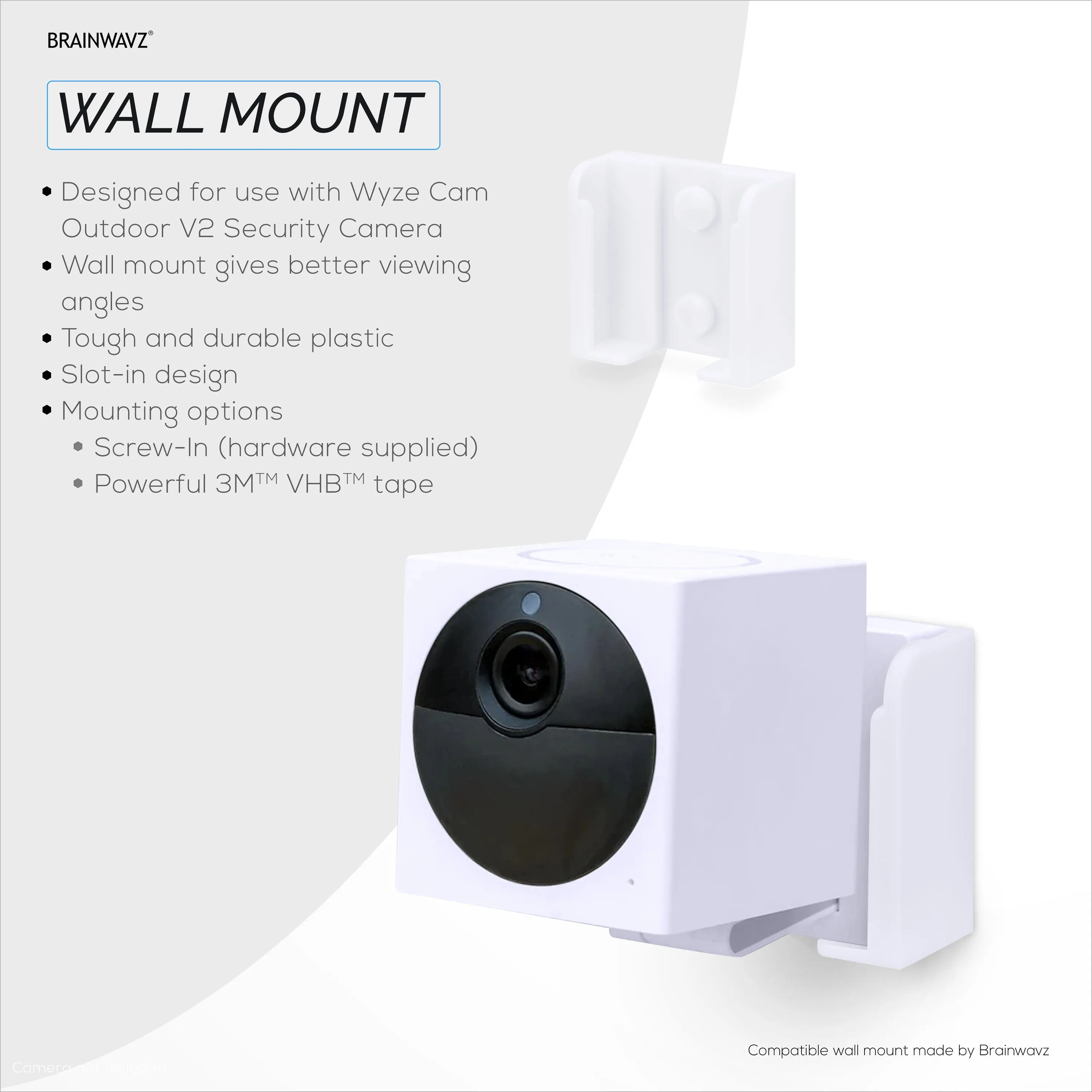 Wall Mount For Wyze Cam Outdoor v2 Security Camera, Easy to Install Holder Bracket, Reduce Blind Spots & Clutter