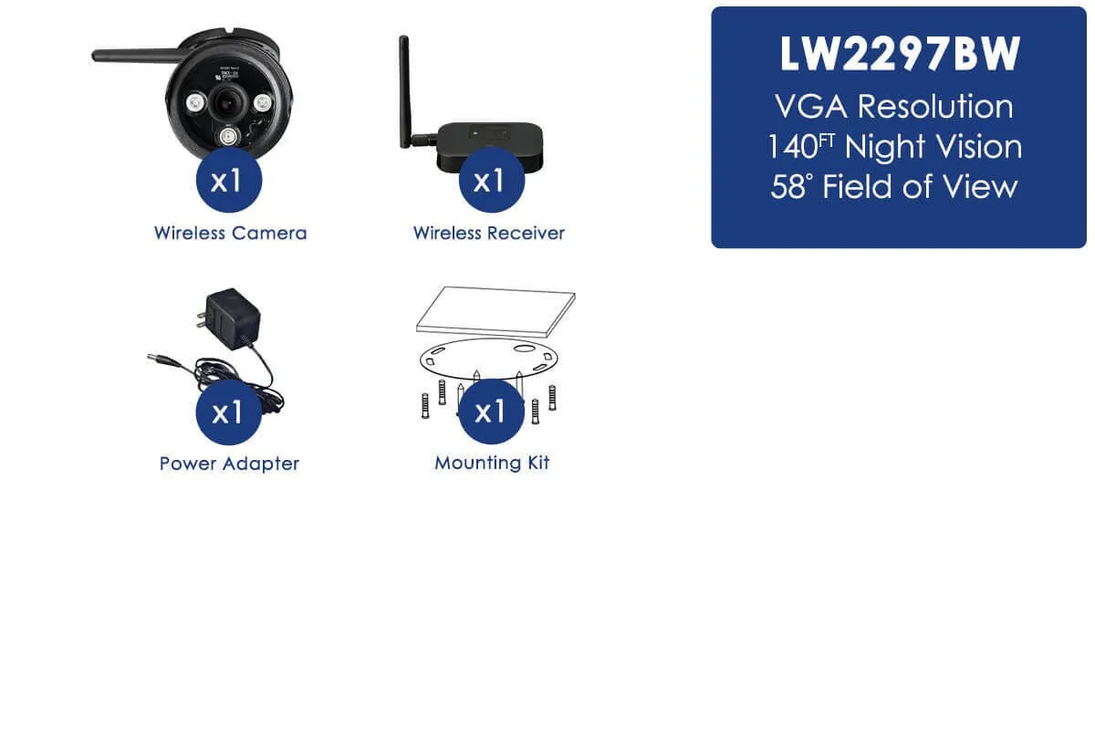 Wireless security camera with night vision (black)